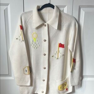 Vintage LeRoy Knitwear embroidered golf cardigan